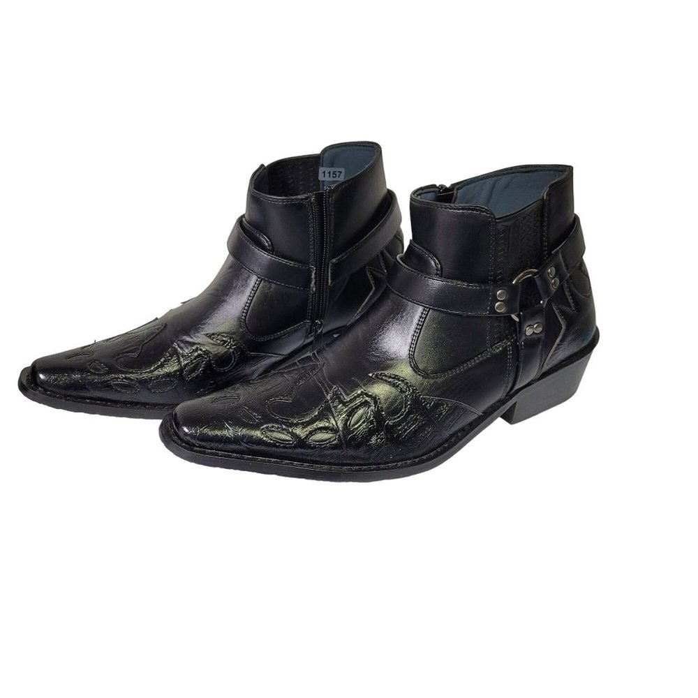 NEW Men's Dress Shoes Boots Black Size 10 Memory Foam Leather Lined